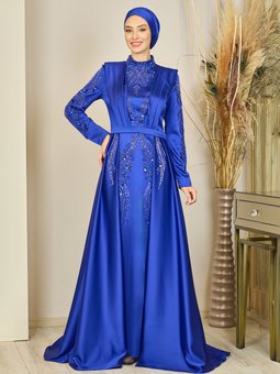 Miranda Saks Mavisi Mavi Abiye Elbise