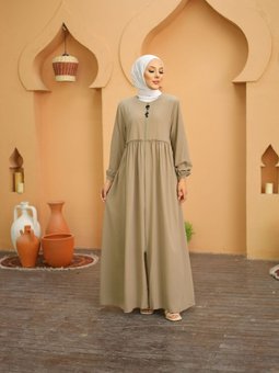 Büyük Beden Rabia Krep Kumaş Giyim Büzgülü Ferace