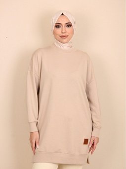 İki İplik Düz Renk Ribanalı Sweatshirt 30644