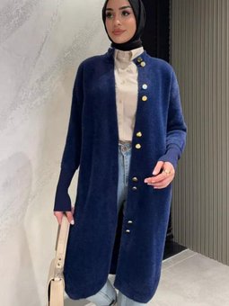 Peluş Yumoş 3 İplik Çift Düğmeli Hırka