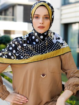 Altın Twill Şal Evi Eşarp Renkli