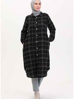 Tüvit Düğmeli Tunik Siyah