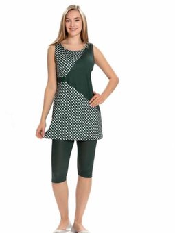 Yeşil Sıfır Kol Mayo Lacivert Kemer Detaylı