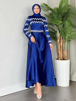 Yolansa Abiye Elbise Saks Mavisi