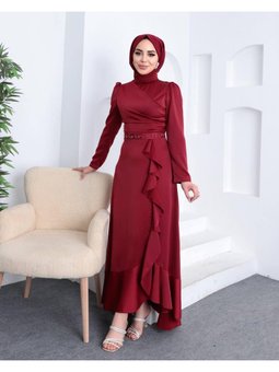 Kemeri Boncuk Detaylı Abiye Elbise