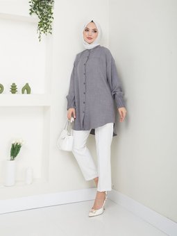 Nervür Detaylı Ayrobin Keten Gömlek