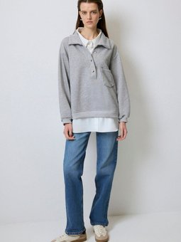 Gömlek Detaylı Sweatshırt