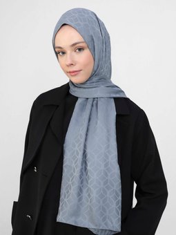 Diamond Yaprak Desen Gri Şal