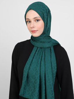 Diamond Yaprak Desen Zümrüt Yeşili Şal