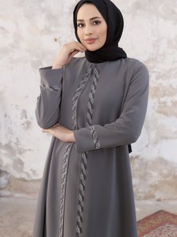 Lara Büyük Beden Abiye Elbise Gri