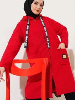 Kapüşonlu Arma Detaylı Buklet Ceket