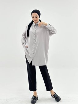 Oversize Saten Gömlek