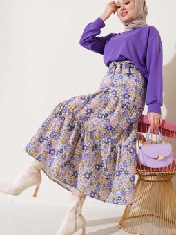 Çiçek Desenli Etekli İkili Takım