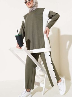 Haki Loyşa Şerit Detaylı İkili Takım