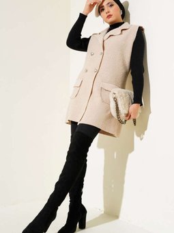 Kruvaze Yaka Buklet Yelek