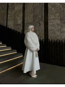 Kadın Beyaz Kloş Scuba Etek Tesettür Giyim