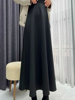 Siyah Scuba Kumaş Puf Kloş Ve Günlük Etek Boy:94 95cm