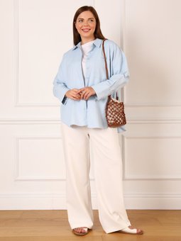 Büyük Beden Gök Mavi Gömlek