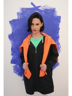 Kapüşonlu Fermuarlı Sweat Hırka Lacivert