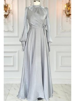 Efruz Gri Abiye Elbise