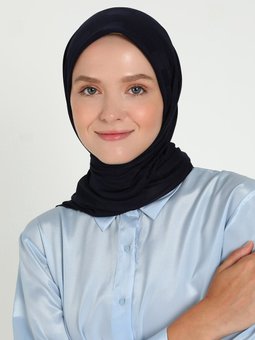 Jakarlı Lacivert Eşarp Rosıe