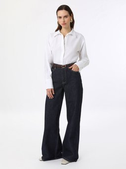 Basic Geniş Manşetli Poplin Beyaz Gömlek