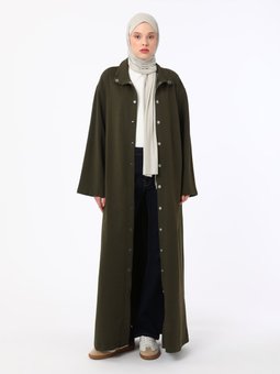 Çıtçıtlı Spor Haki Pardesü