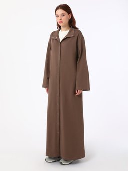 Çıtçıtlı Spor Koyu Vizon Pardesü