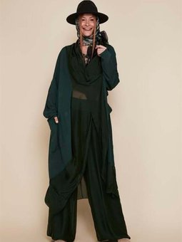 Koyu Zümrüt Yeşili Italyan Korse Belli Astarlı İpek Pantolon