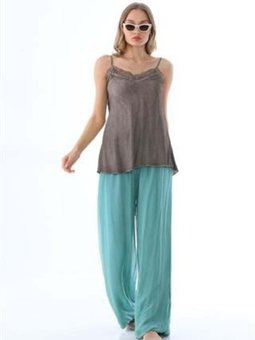 Mint Yeşili Italyan Korse Belli Astarlı İpek Pantolon