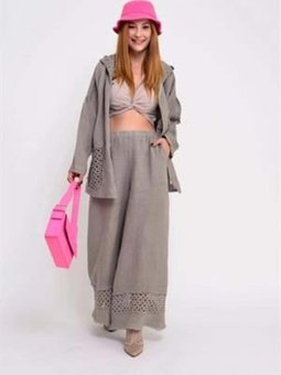 Vizon İtalyan Fisto Detaylı Keten Pantolon