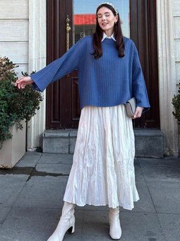 Kraşlı Bohem Ekru Etek