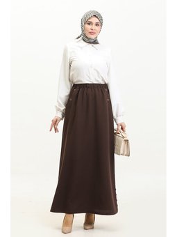 Ahlem Büyük Beden Düğme Detaylı Etek