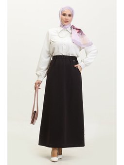 Ahlem Büyük Beden Düğme Detaylı Etek