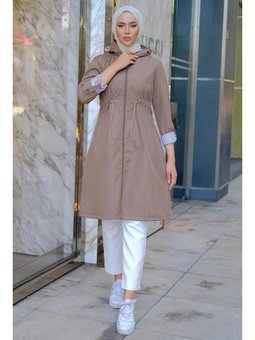 Çizgi Detaylı Vizon Trençkot