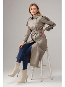 Astarlı Pamuklu Kap Vizon Trençkot