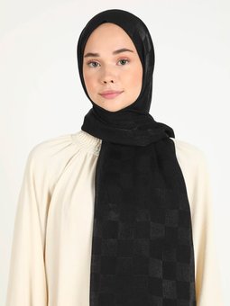 Dama Karla Siyah Şal