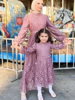 Gül Kurusu Dantelli Anne Elbise