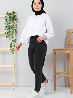 Siyah Boyfriend Büyük Beden Kot Pantolon