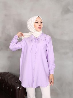 Lila Yaka Fırfırlı Tunik