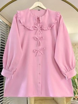 Pudra Marul Yaka Fiyonklu Tunik