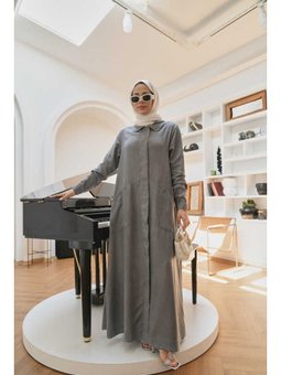 Tensel Düğmeli Ferace Gri