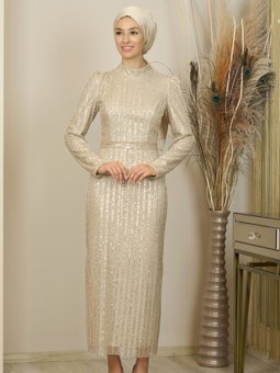 Asel Krem Abiye Elbise