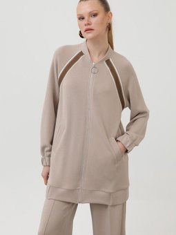 Bej Modal Kumaş Fermuar Ve Dantel Detaylı İkili Takım