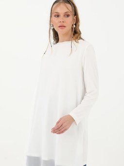 Ekru Uzun Kollu Penye Dışı Şifon Kumaş Içlik