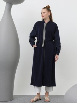 Lacivert Modal Kumaş Kolları Paraşüt Detaylı Kap