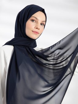 Şifon Lacivert Şal
