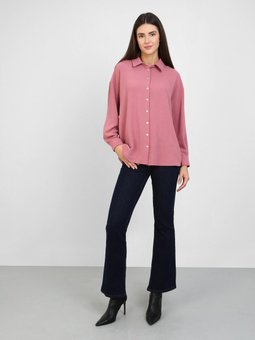 Aerobin Düğme Detaylı Bluz / Koyu Gül Gömlek