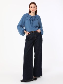 Fırfır Detaylı Şifon Bluz / Gömlek