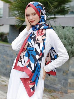 Desenli Twill Yaprak Düşü Şal
